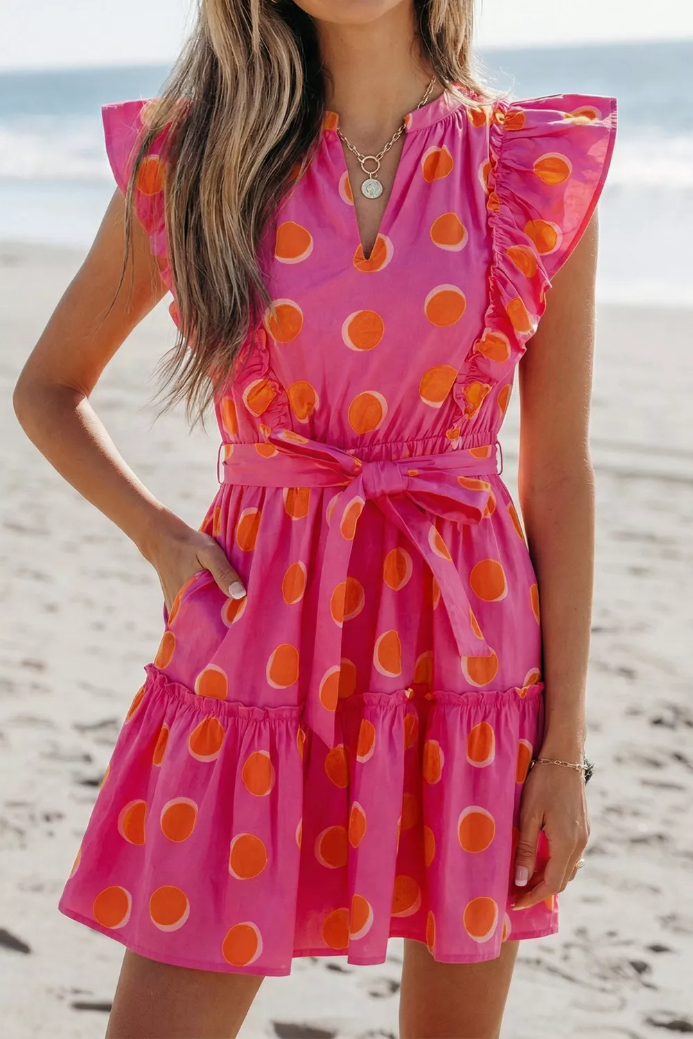 Ruffle Sleeve Polka Dot Mini Dress, image 5