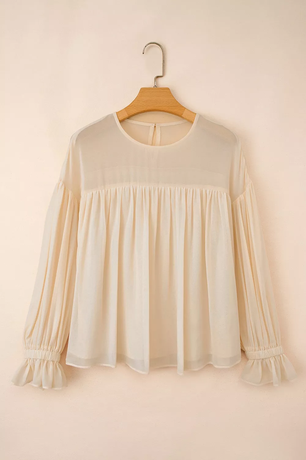 Round Neck Ruffle Sleeve Blouse, image 6