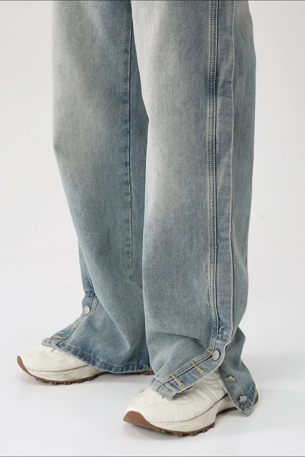 Side Slit Baggy Jeans with Pockets, image 4