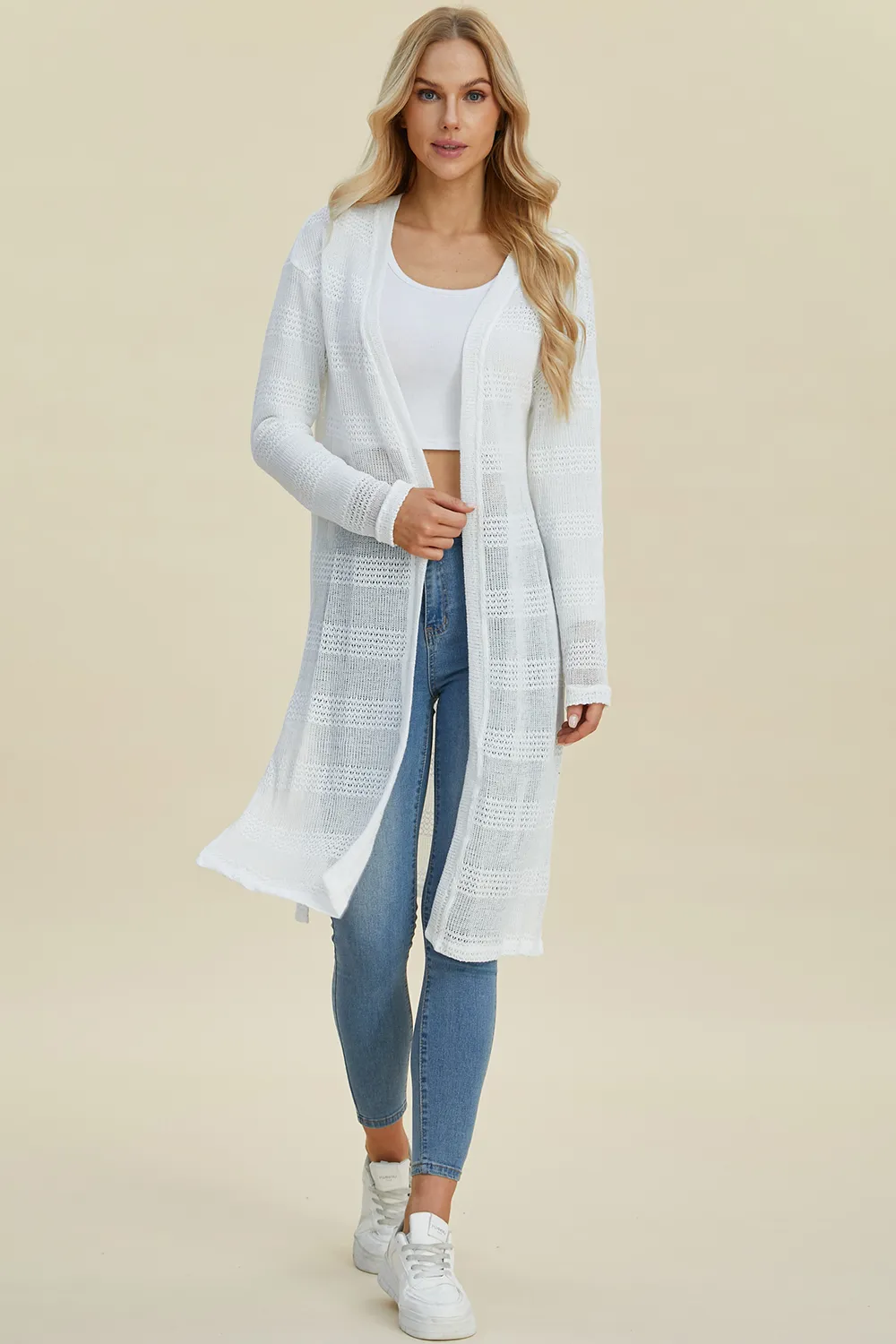 Full Size Open Front Longline Cardigan, image 14