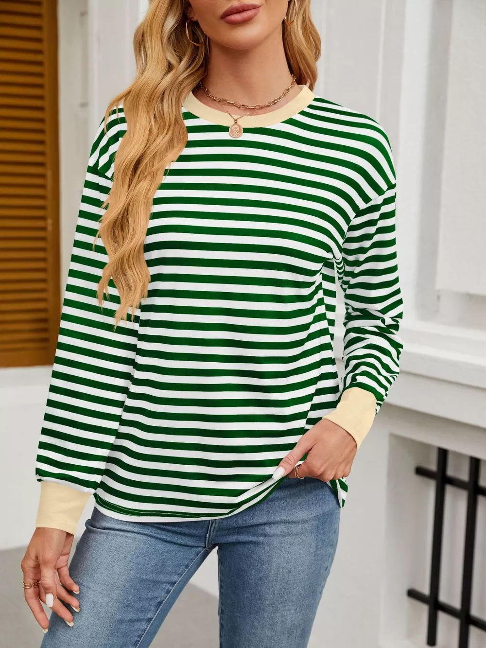 Striped Long Sleeve Casual T-Shirt, image 11