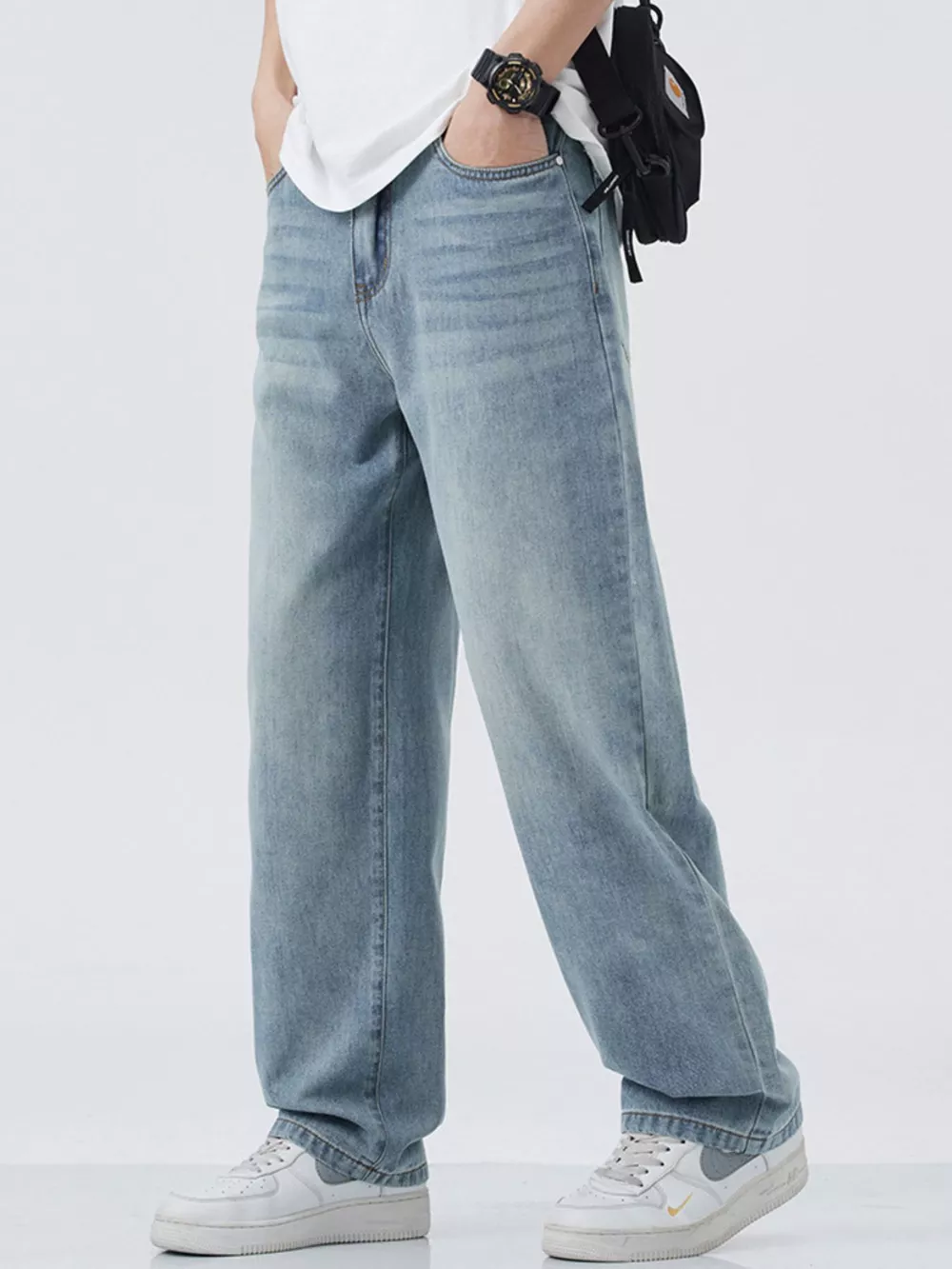 Men's Wide Leg Relaxed Fit Jeans, image 4