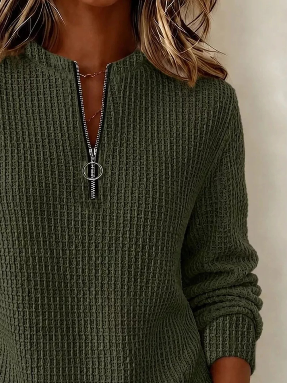 Full Size Quarter-Zip Textured Sweatshirt Plus Size, image 4