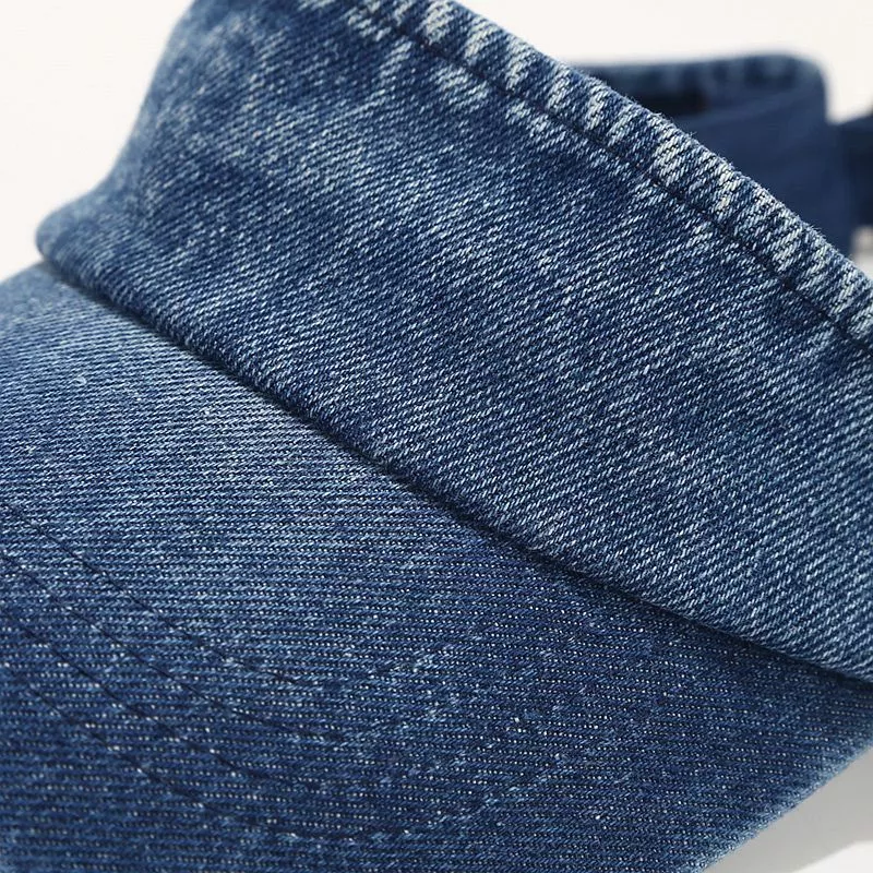 Vintage Washed Denim Sun Visor Hat, image 7