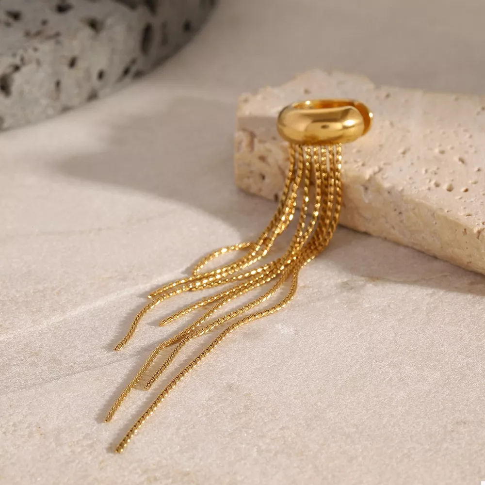 18K Gold-Plated Chain Fringe Earrings, image 6