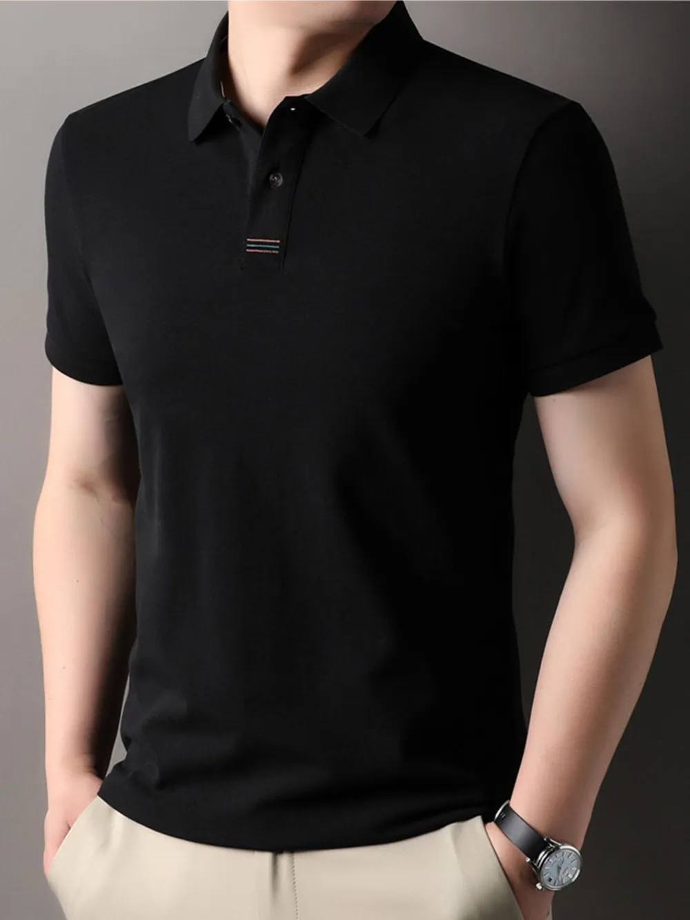 Men's Plus Size Button Detail Short Sleeve Polo