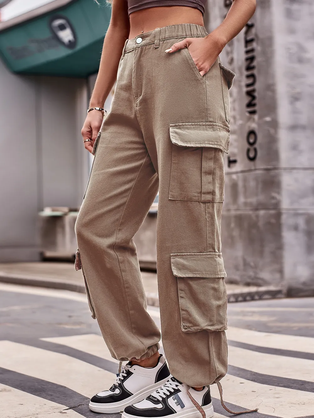 Casual Wide Leg Cargo Jeans, image 2