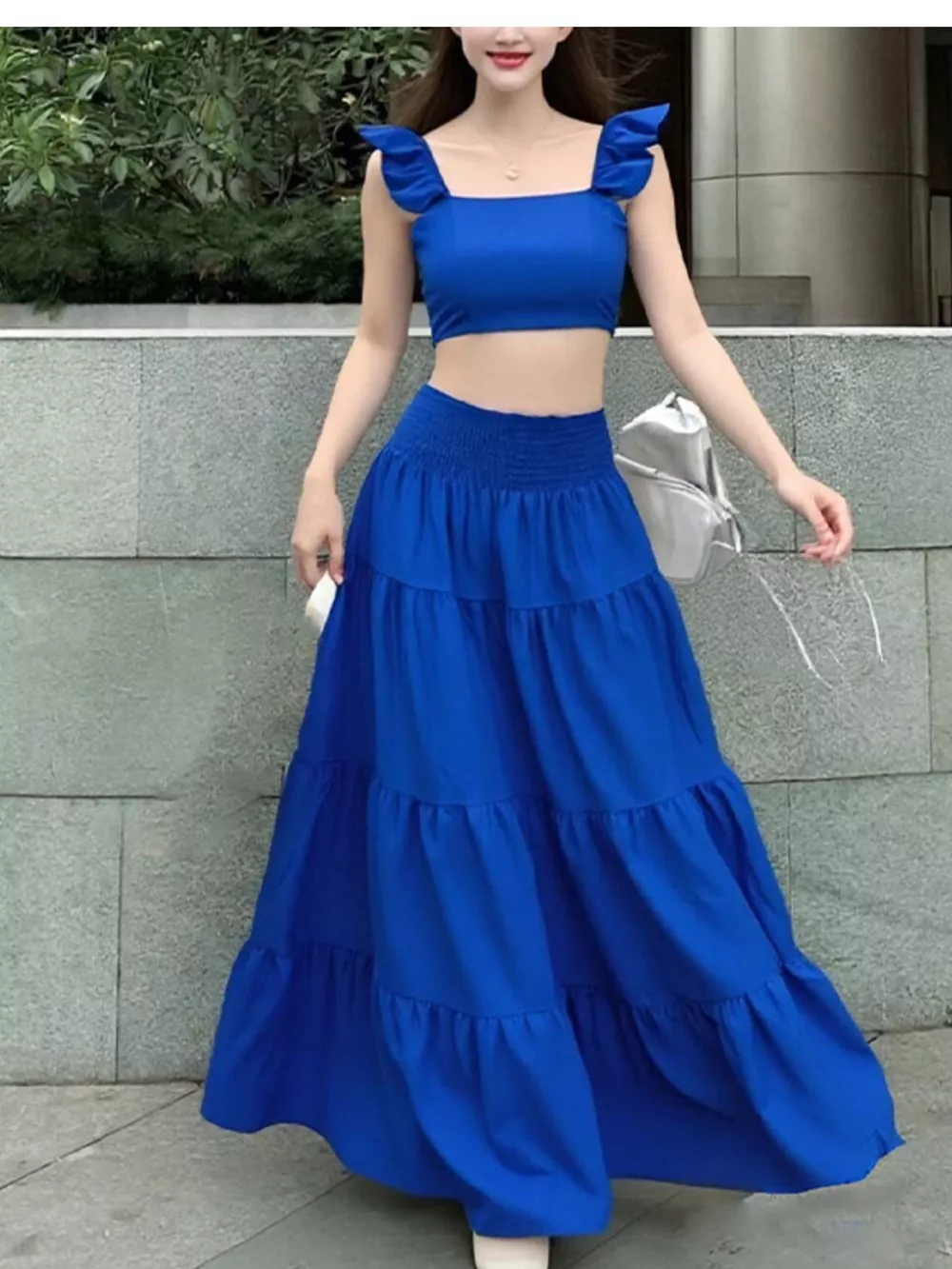 Crop Top and Tiered Maxi Skirt Set, image 17