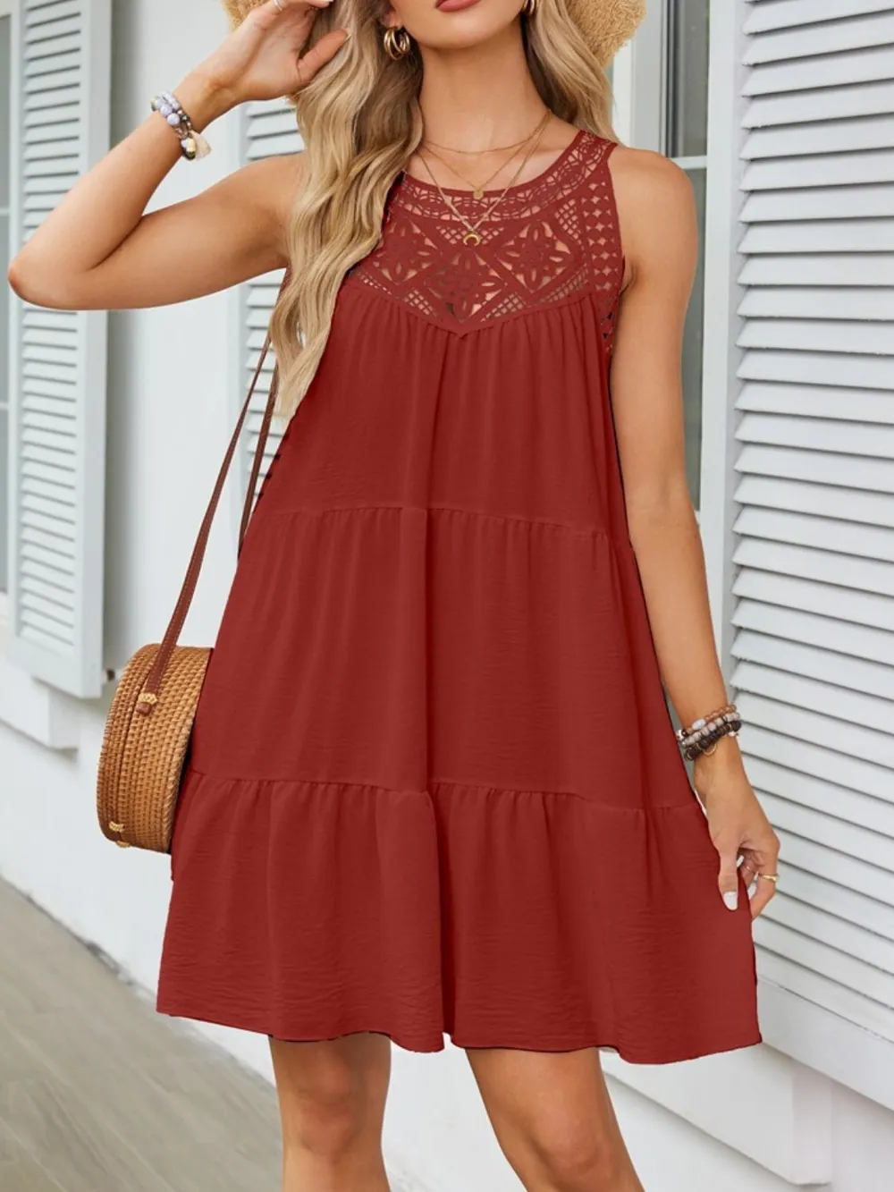 Ruffled Hem Lace Sleeveless Dress, image 10
