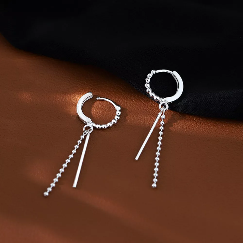 925 Sterling Silver Hoop Drop Earrings, image 3