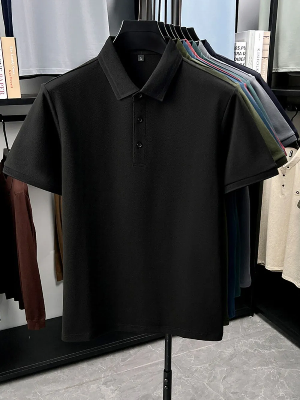 Men's Plus Size Button Detail Short Sleeve Polo, image 3