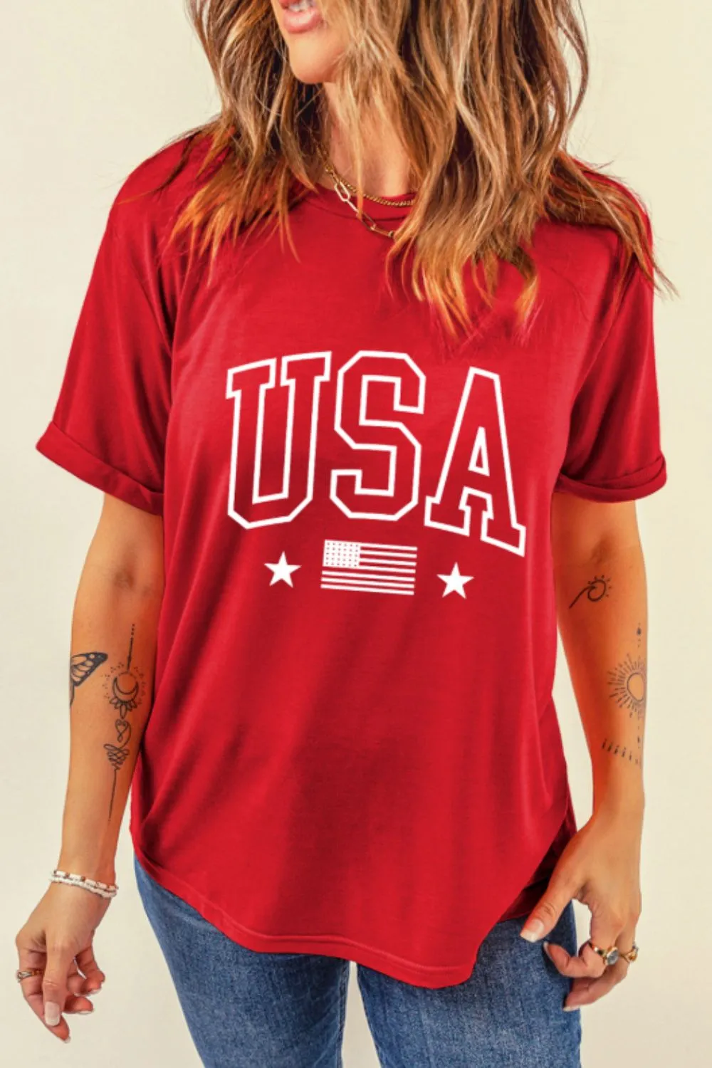 USA American Flag Crewneck T Shirt, image 4