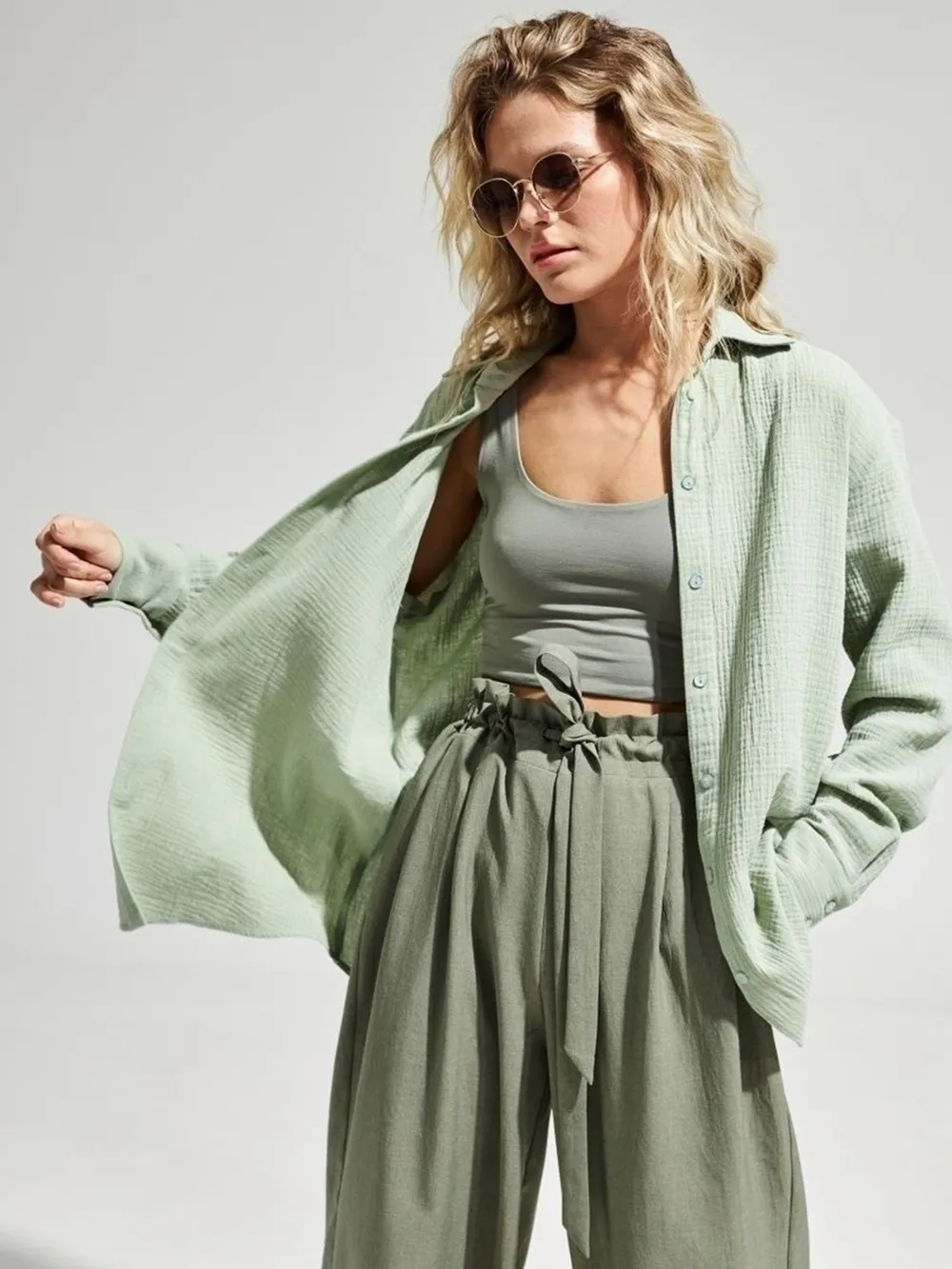 Textured Collared Neck Long Sleeve Shirt, image 28