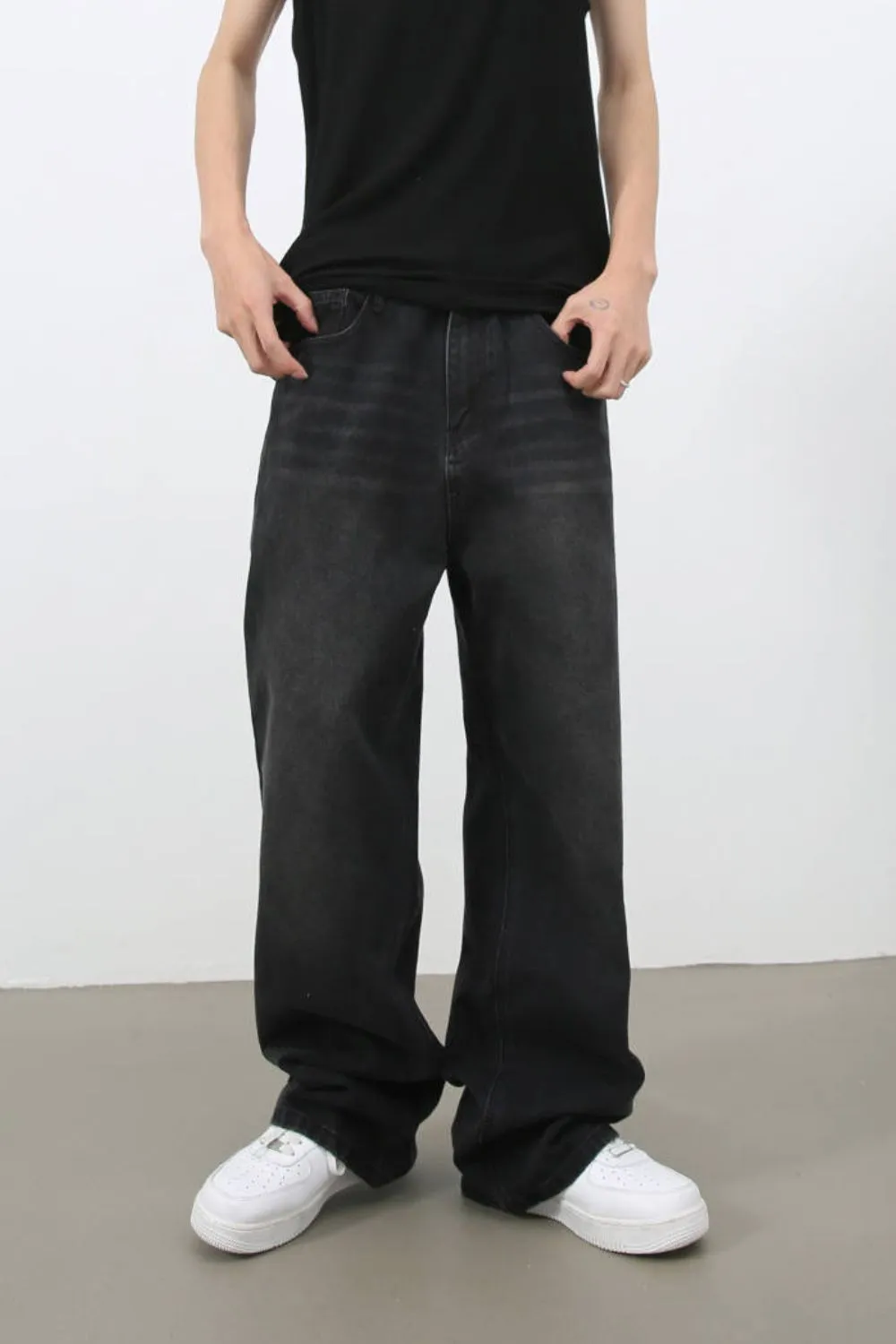 Men's Wide Leg Jeans with Pockets, image 3