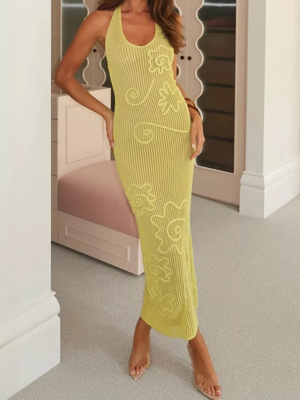 Halter Neck Crochet Maxi Dress, image 7