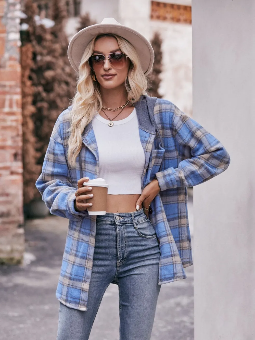Oversized Plaid Button Up Shacket, image 18