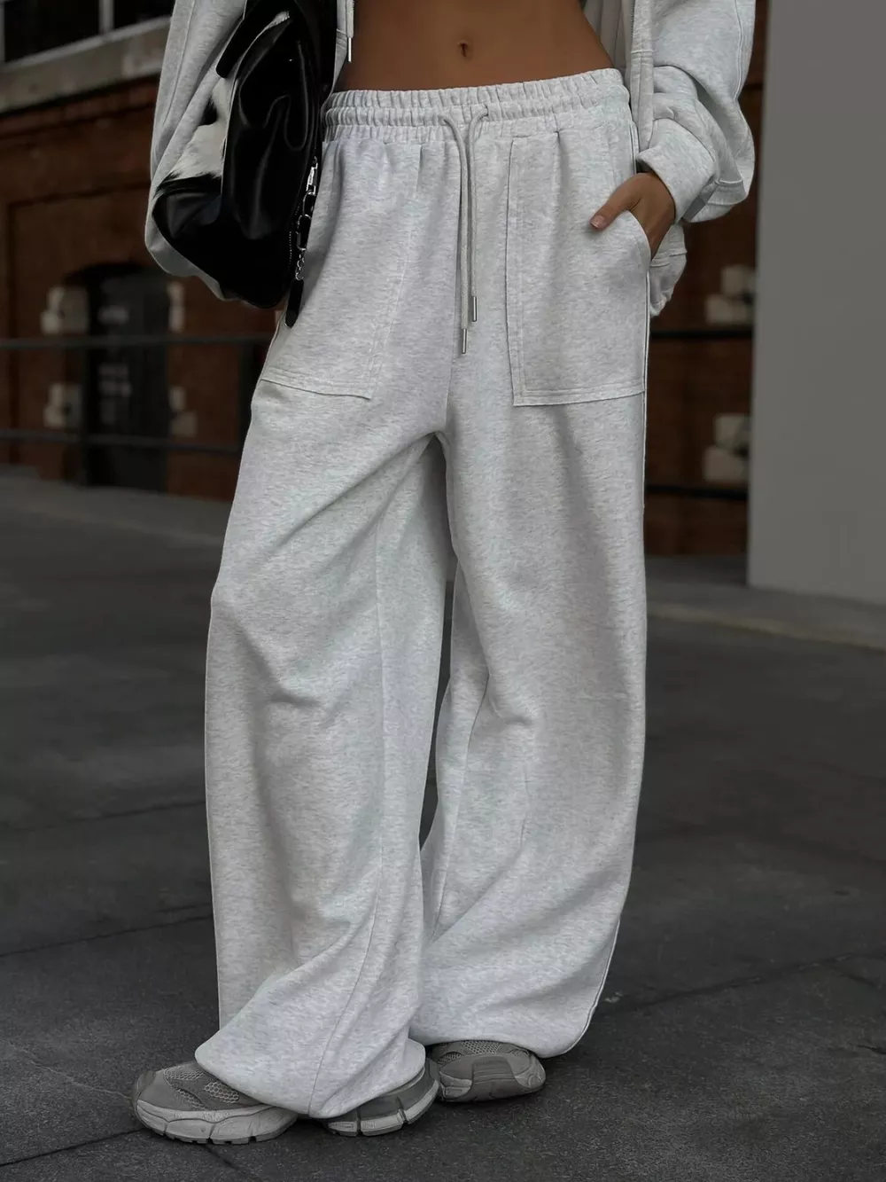 Oversized Zip-Up Hoodie and Wide-Leg Pants Set, image 10