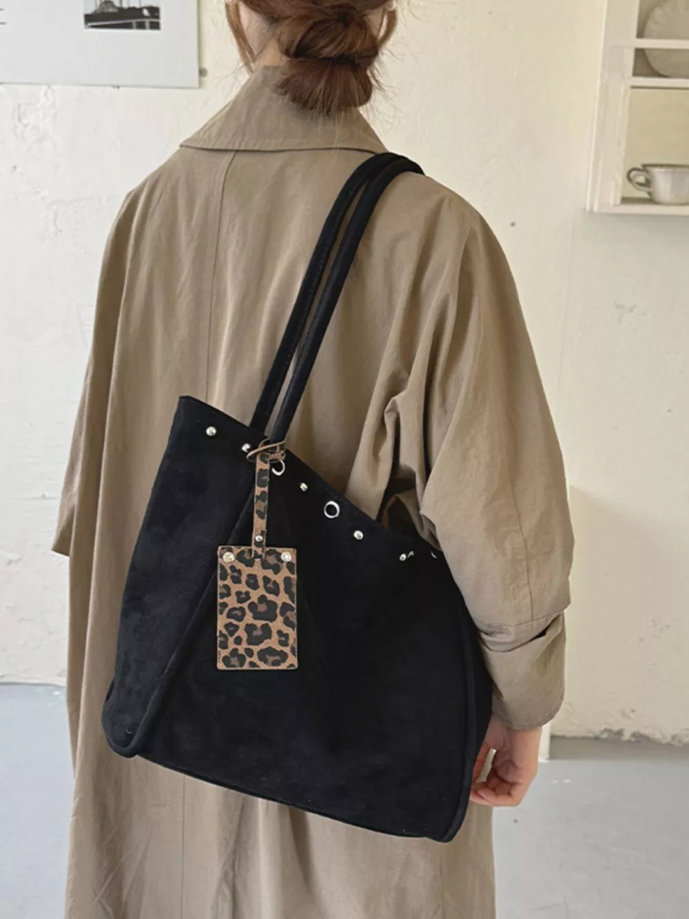 Studded Solid Tote Bag, image 4