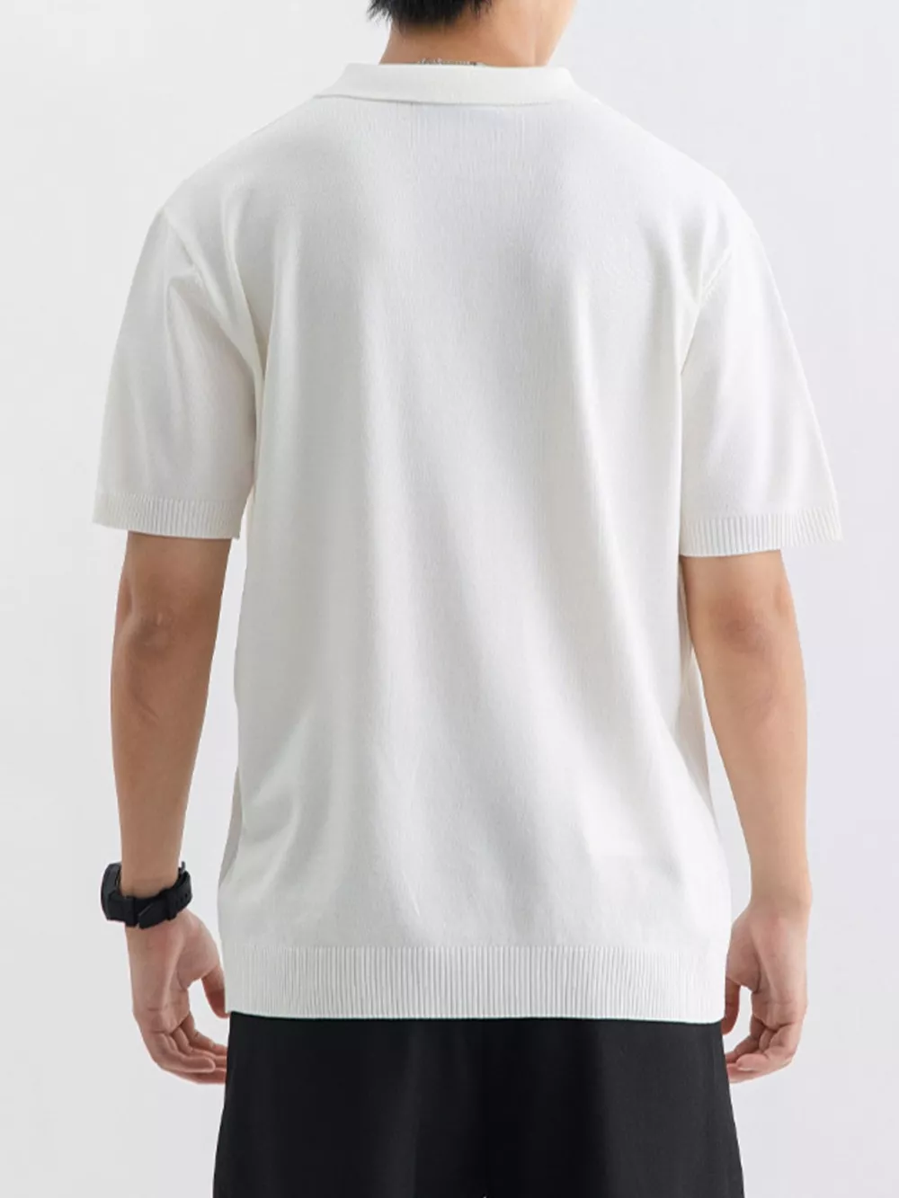 Men's Plus Size Ribbed Knit Slim Fit Polo, image 9