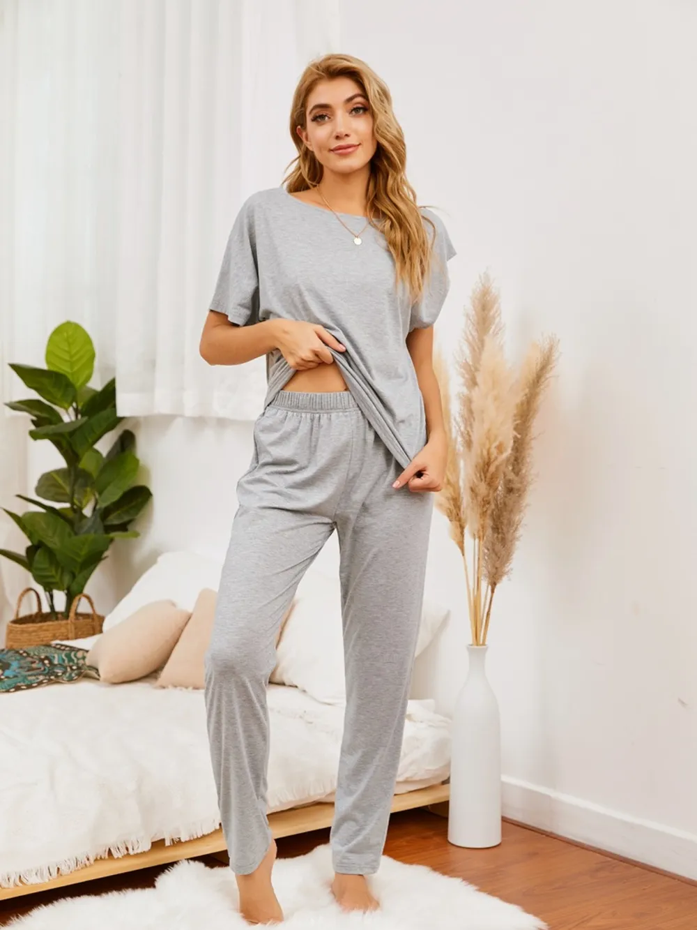 Boat Neck Top and Pants Lounge Set, image 6