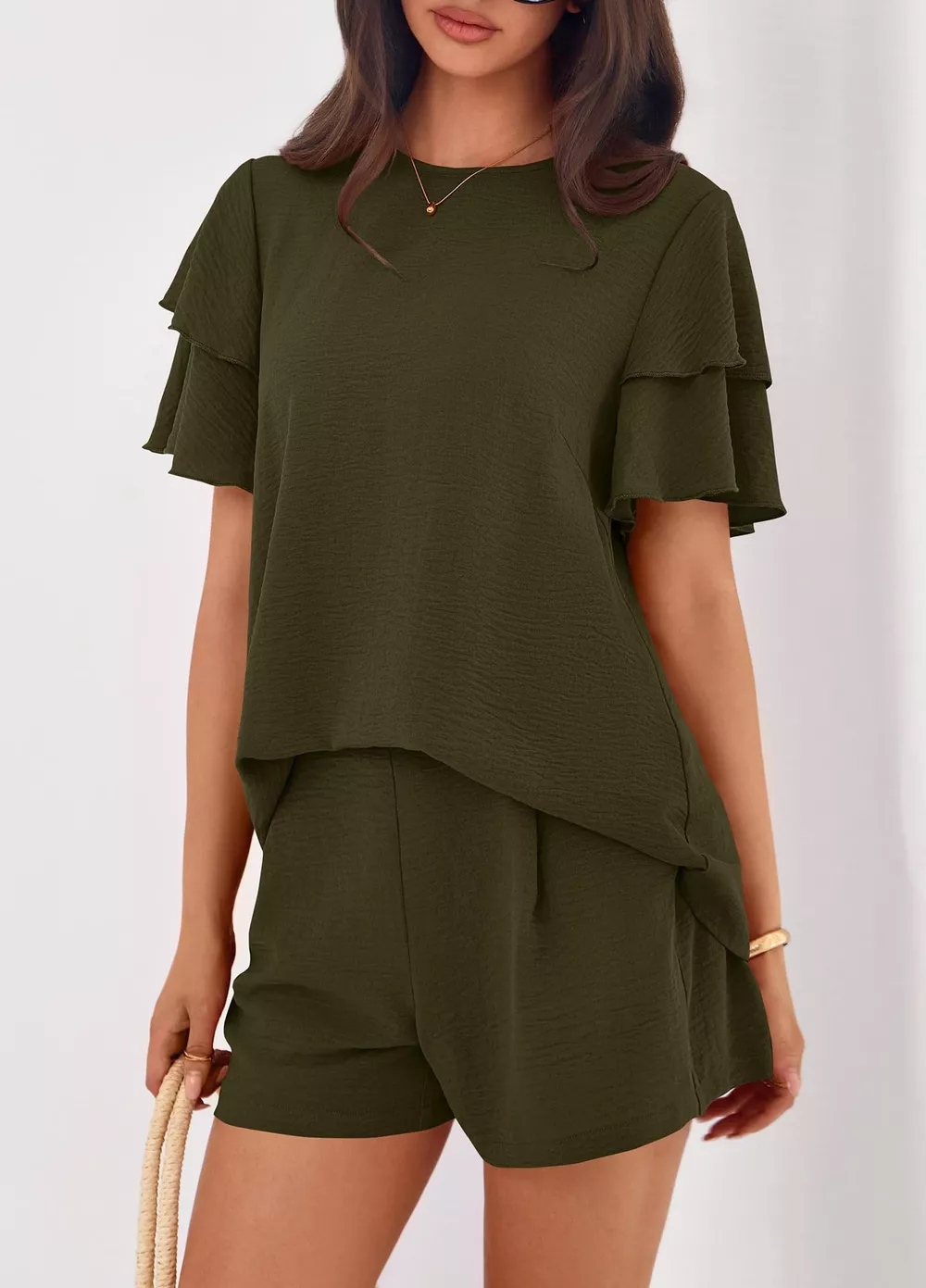 Ruffle Sleeve Top and Shorts Two-Piece Set, image 5