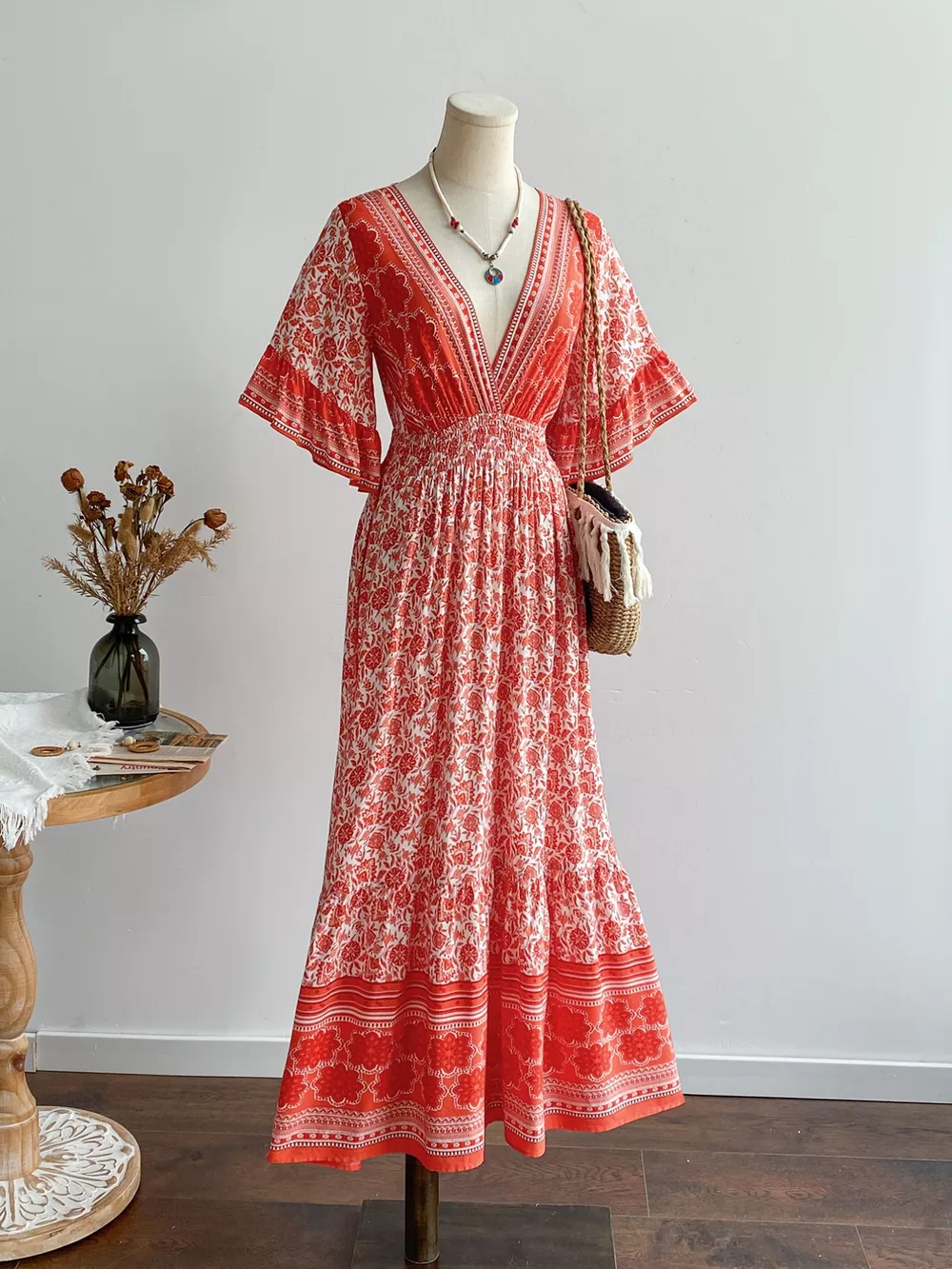 Floral Deep V-Neck Dress, image 3