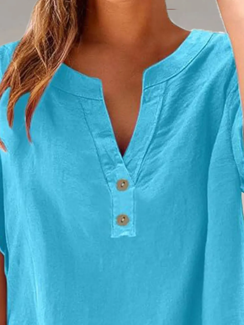 Full Size Notched Short Sleeve Blouse Plus Size, image 6