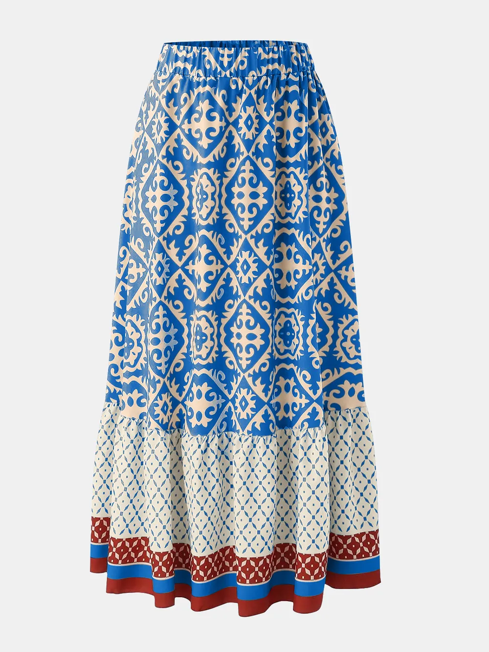Geometric Elastic Waist Maxi Skirt, image 5