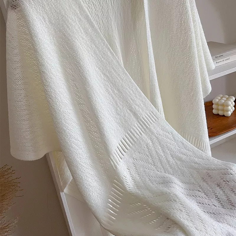 Knitted Fringe Openwork Scarf Shawl, image 4
