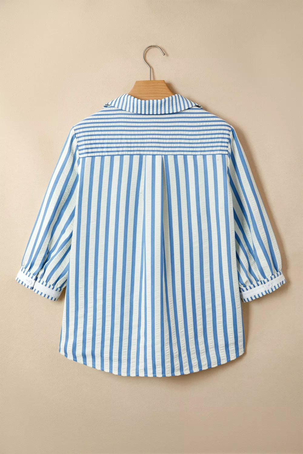 Stripe 3/4 Sleeve Collared Neck Blouse, image 5
