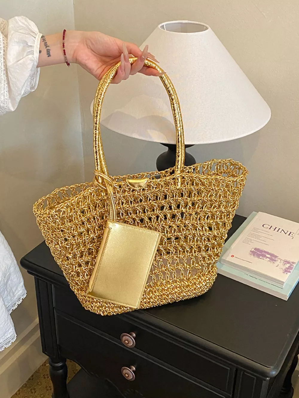 Woven Straw Tote Bag, image 10