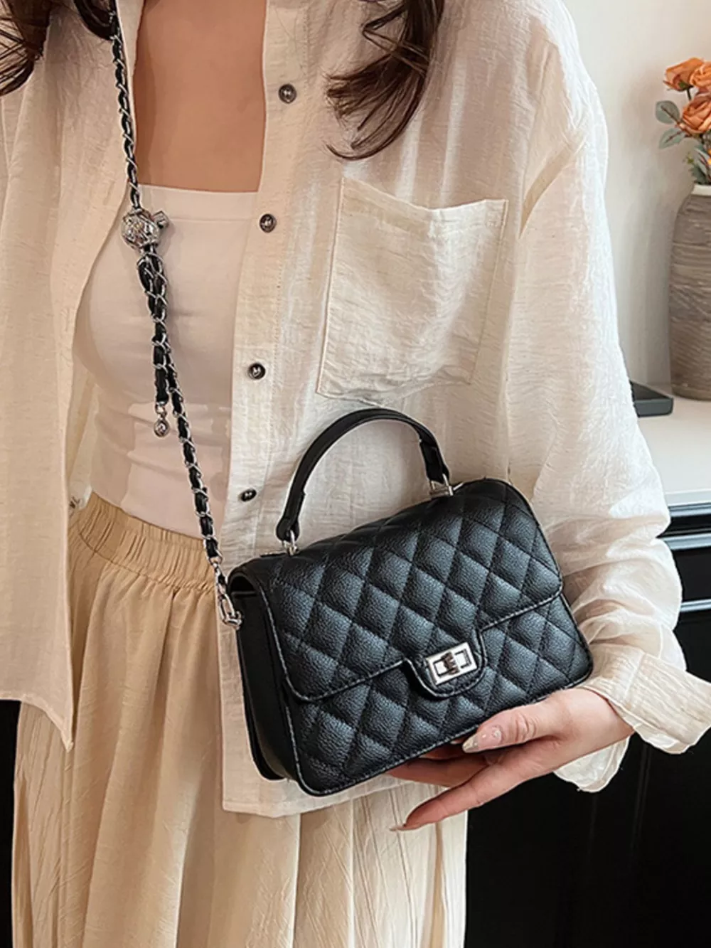 Quilted Chain Strap Crossbody Bag, image 2