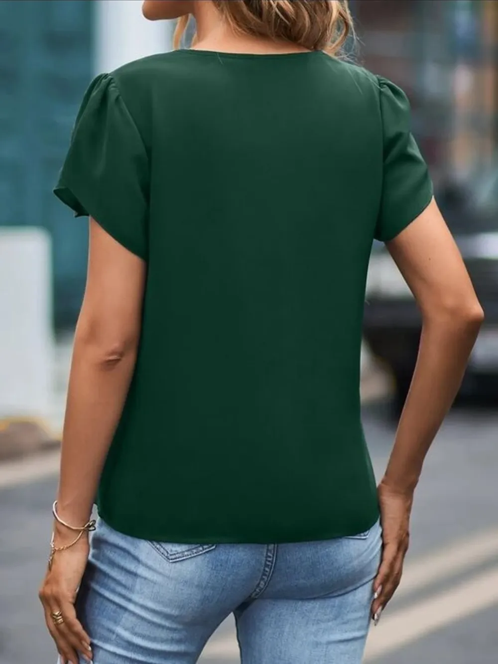 V-Neck Petal Sleeve Blouse, image 3