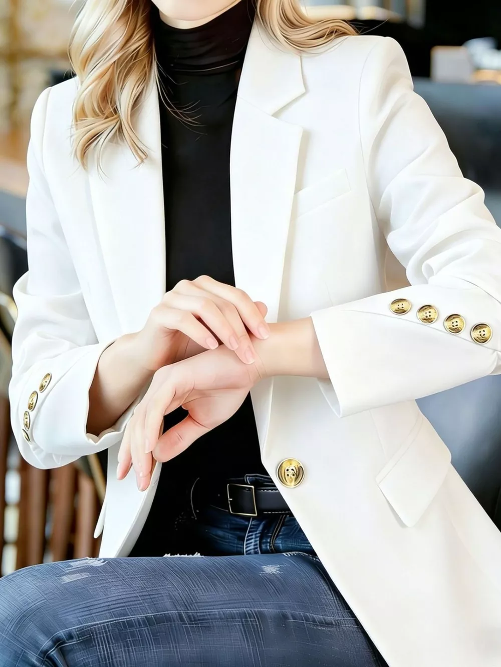 Full Size One Button Lapel Collar Blazer Plus Size, image 2