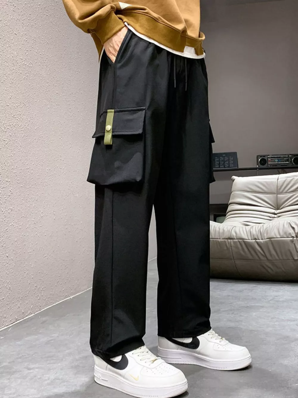 Men's Plus Size Wide Leg Cargo Pants, image 7