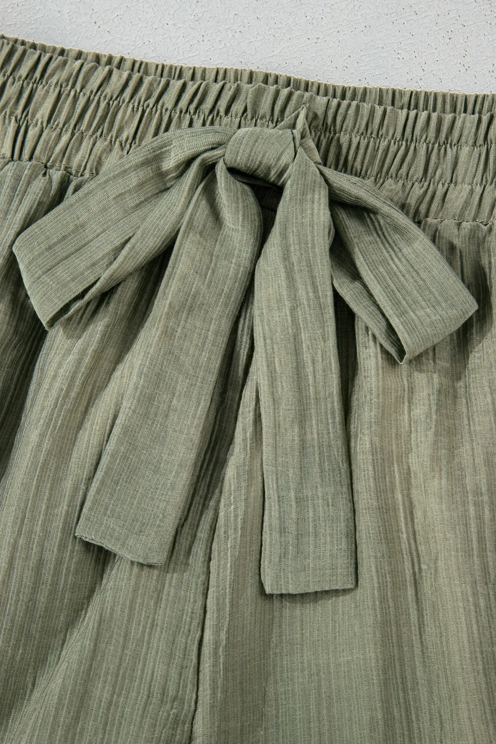 Textured Tie Waist Ruffle Hem Shorts, image 4