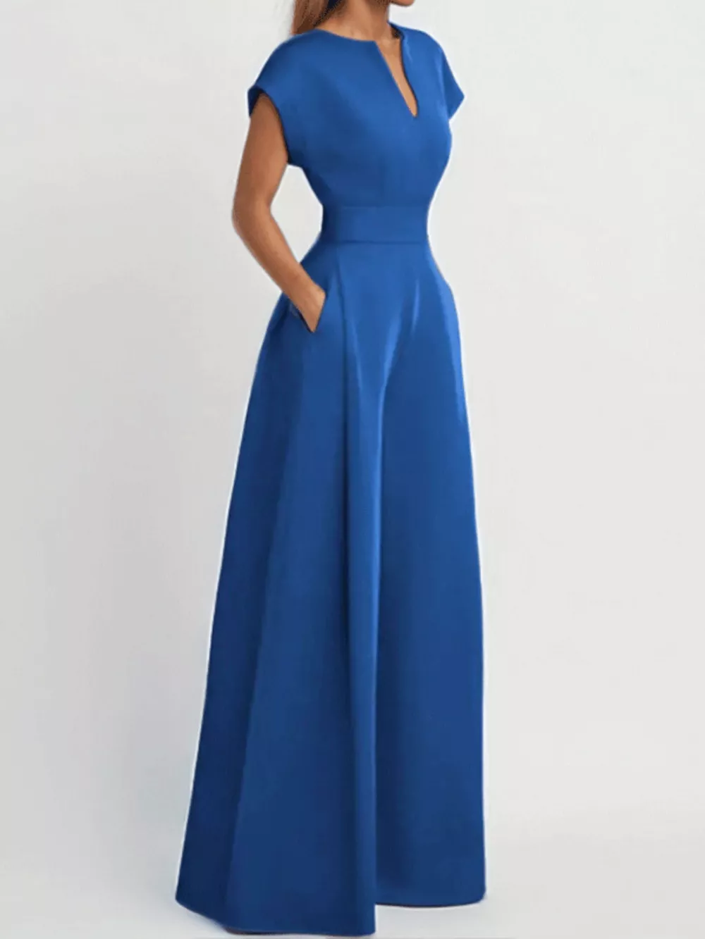 Full Size Notched Wide Leg Jumpsuit Plus Size, image 3