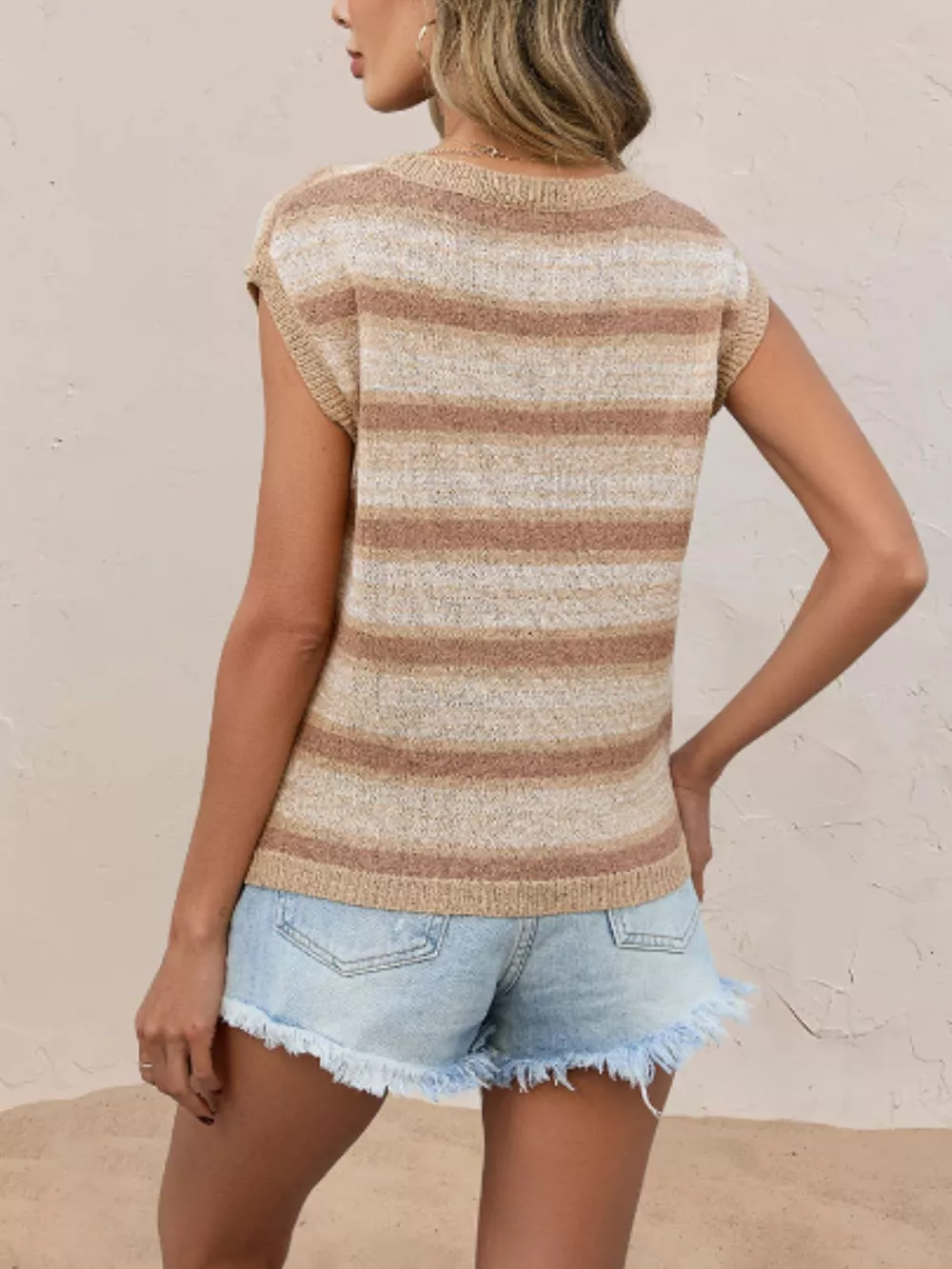 Striped Round Neck Knit Top, image 10
