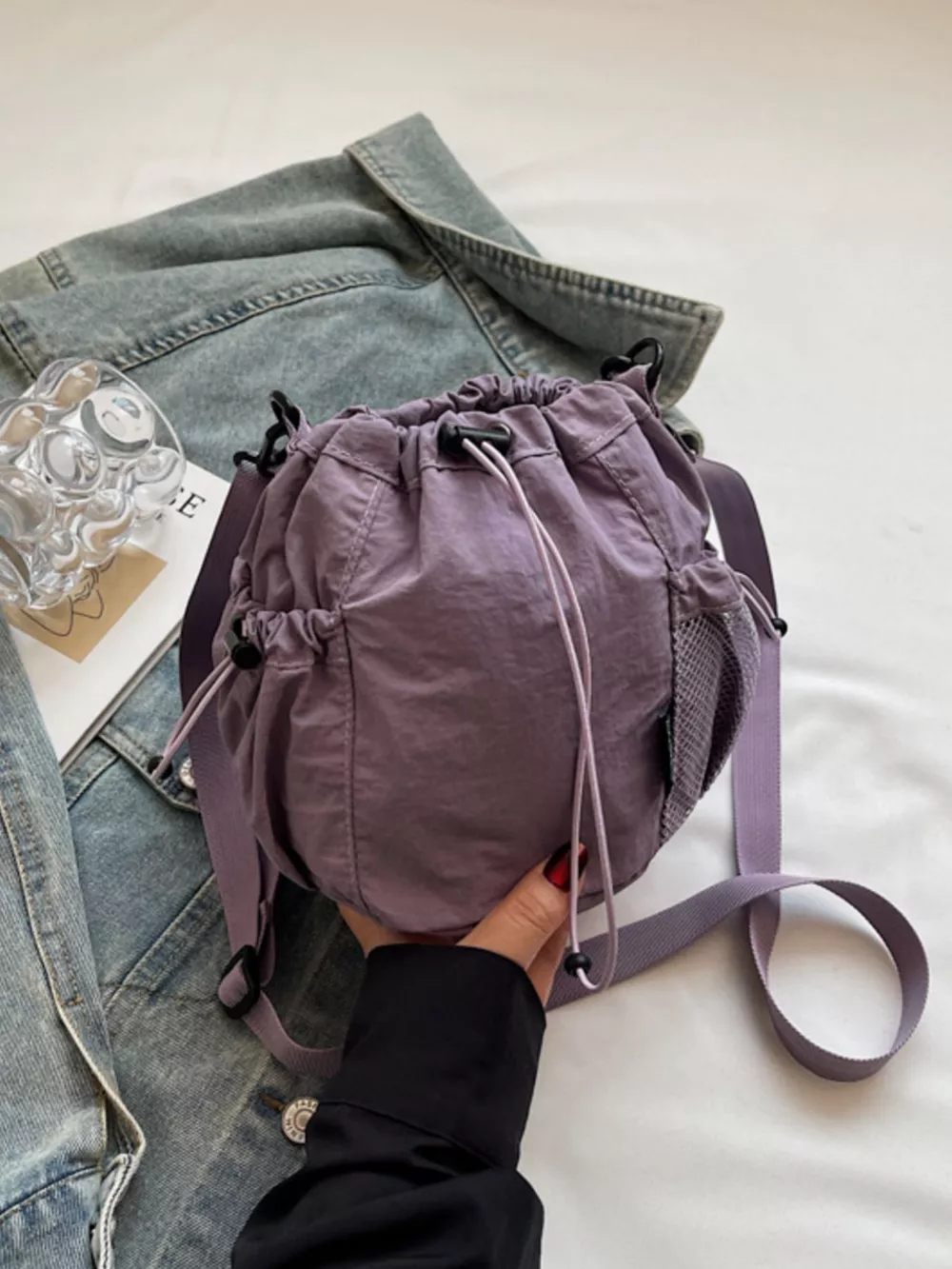 Drawstring Bucket Crossbody Bag, image 2