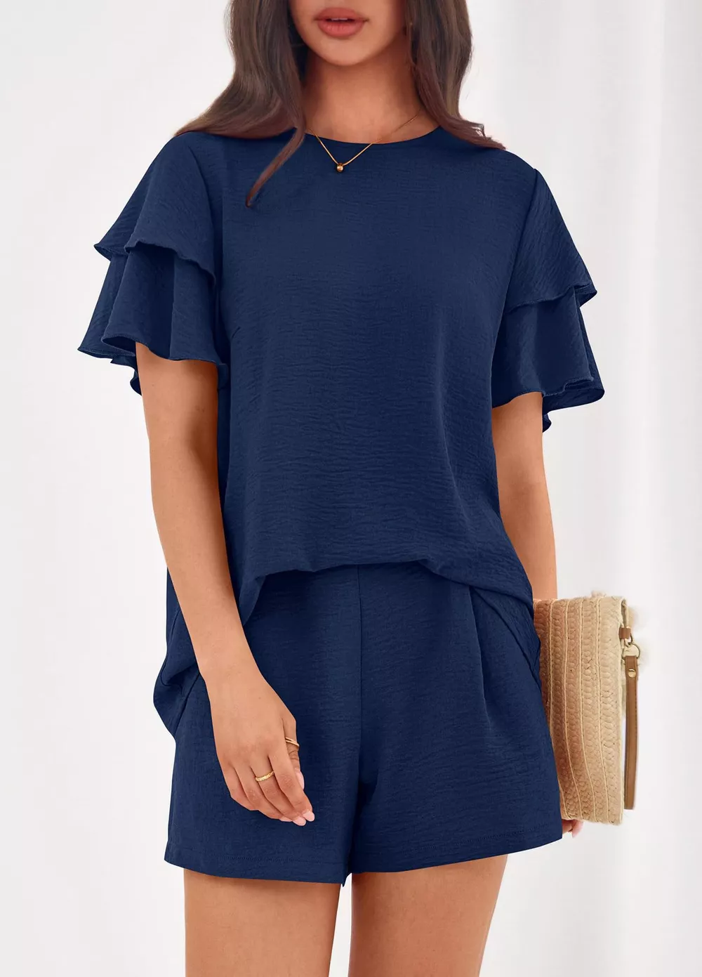 Ruffle Sleeve Top and Shorts Two-Piece Set, image 6