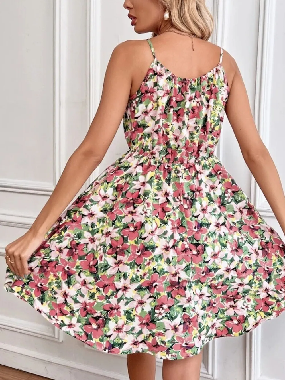 Floral Print Spaghetti Strap Summer Mini Dress, image 7