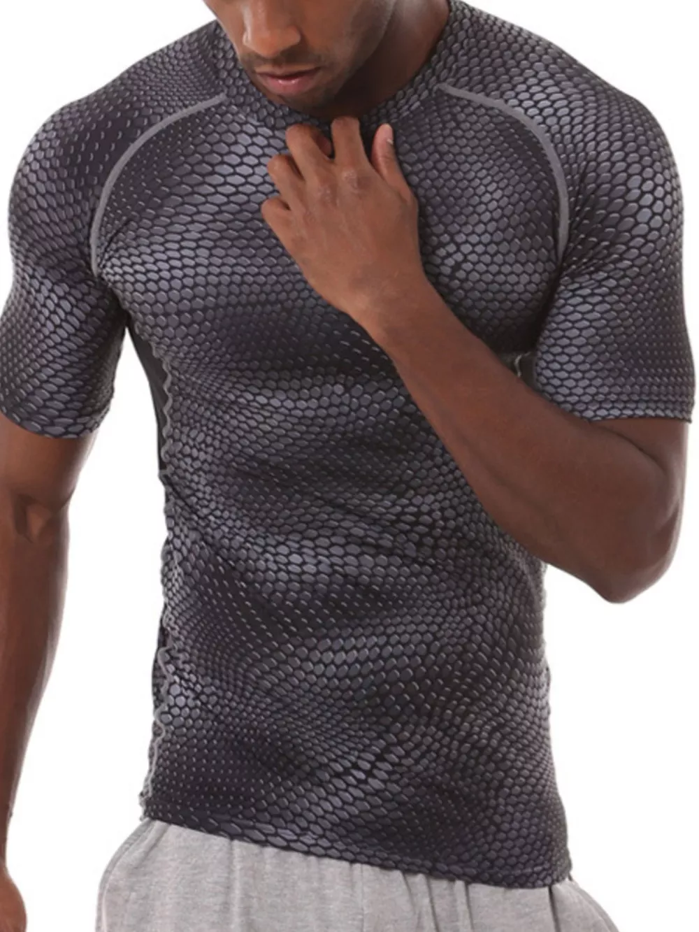 Men's Compression Fit Snake Print Active T-Shirt