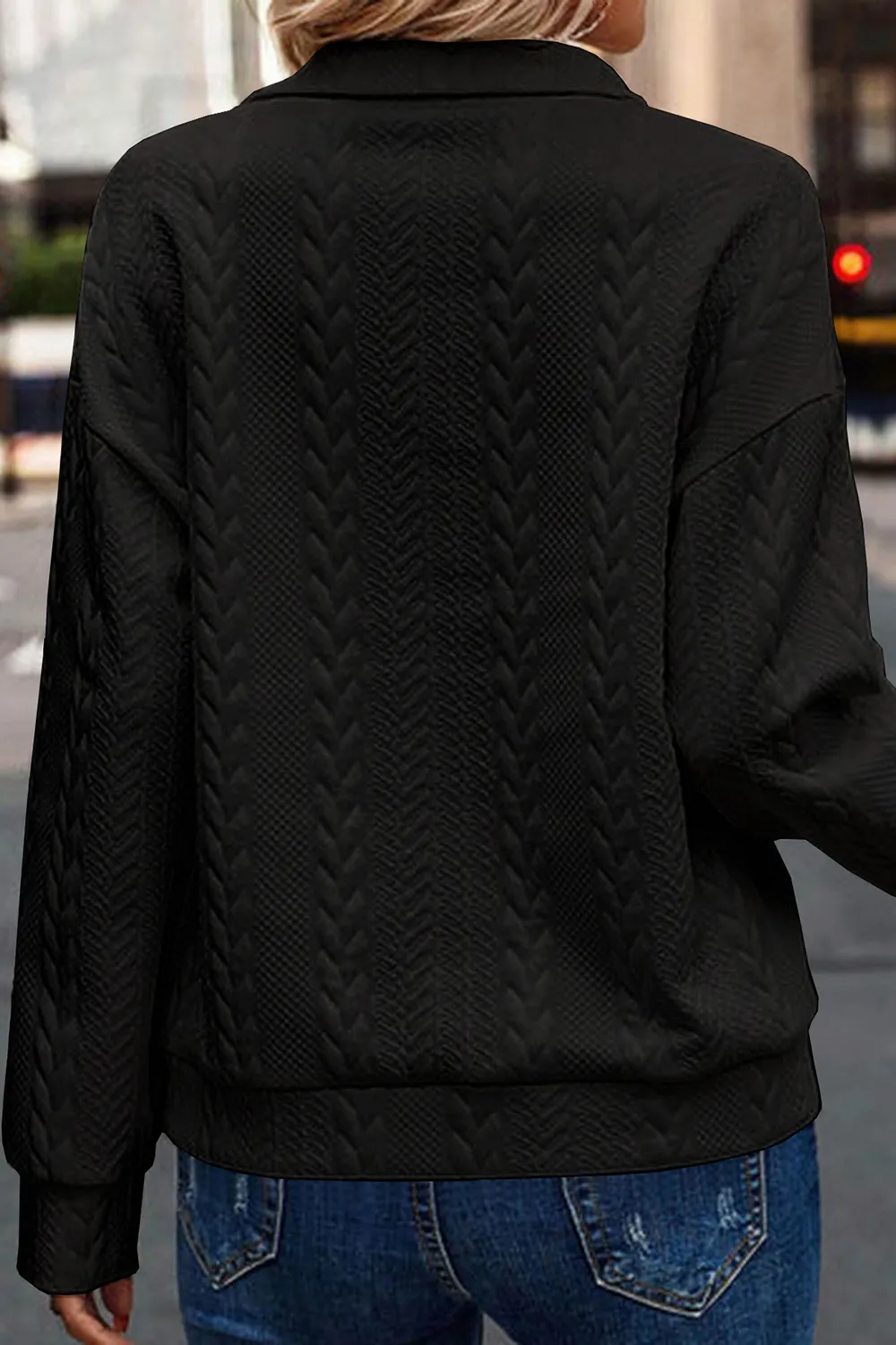 Half Zip Drop Shoulder Long Sleeve Sweatshirt, image 8
