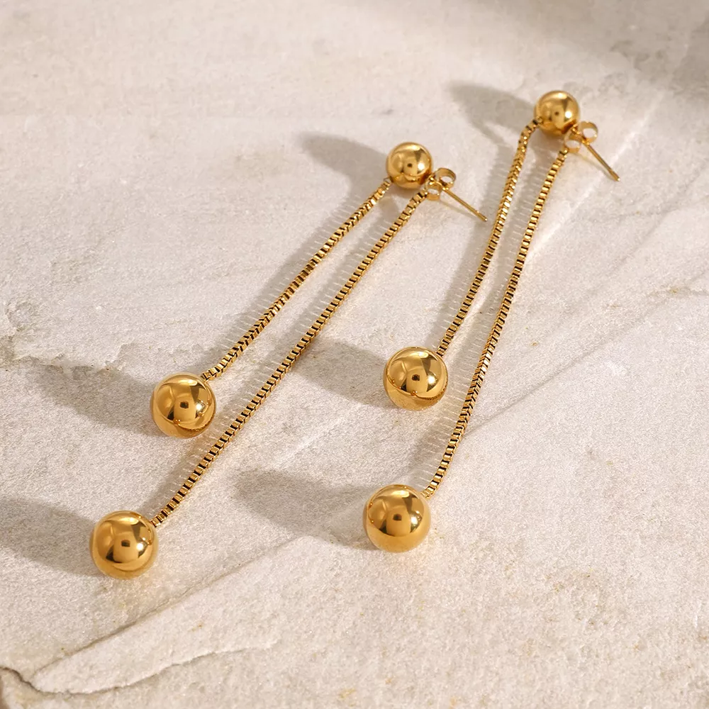 18K Gold-Plated Ball Drop Earrings, image 5