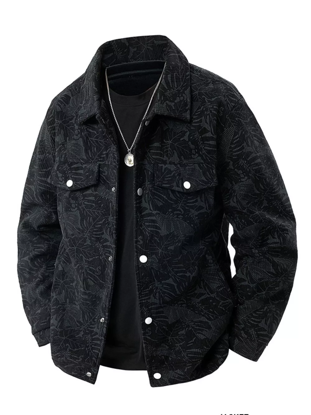 Men's Plus Size Corduroy Snap Down Casual Jacket