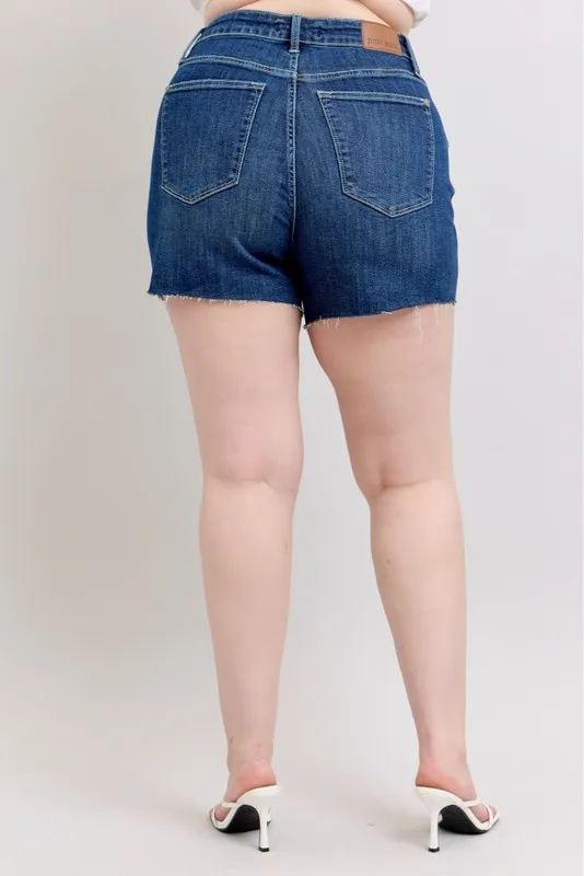 Full Size High Waist Criss-Cross Waistband Denim Shorts Plus Size, image 4