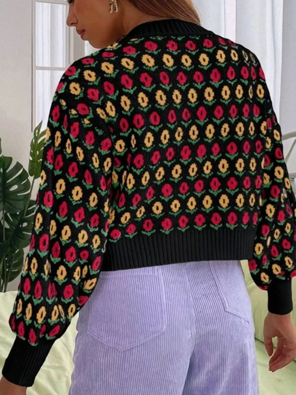 Floral Button Up Long Sleeve Cardigan, image 8