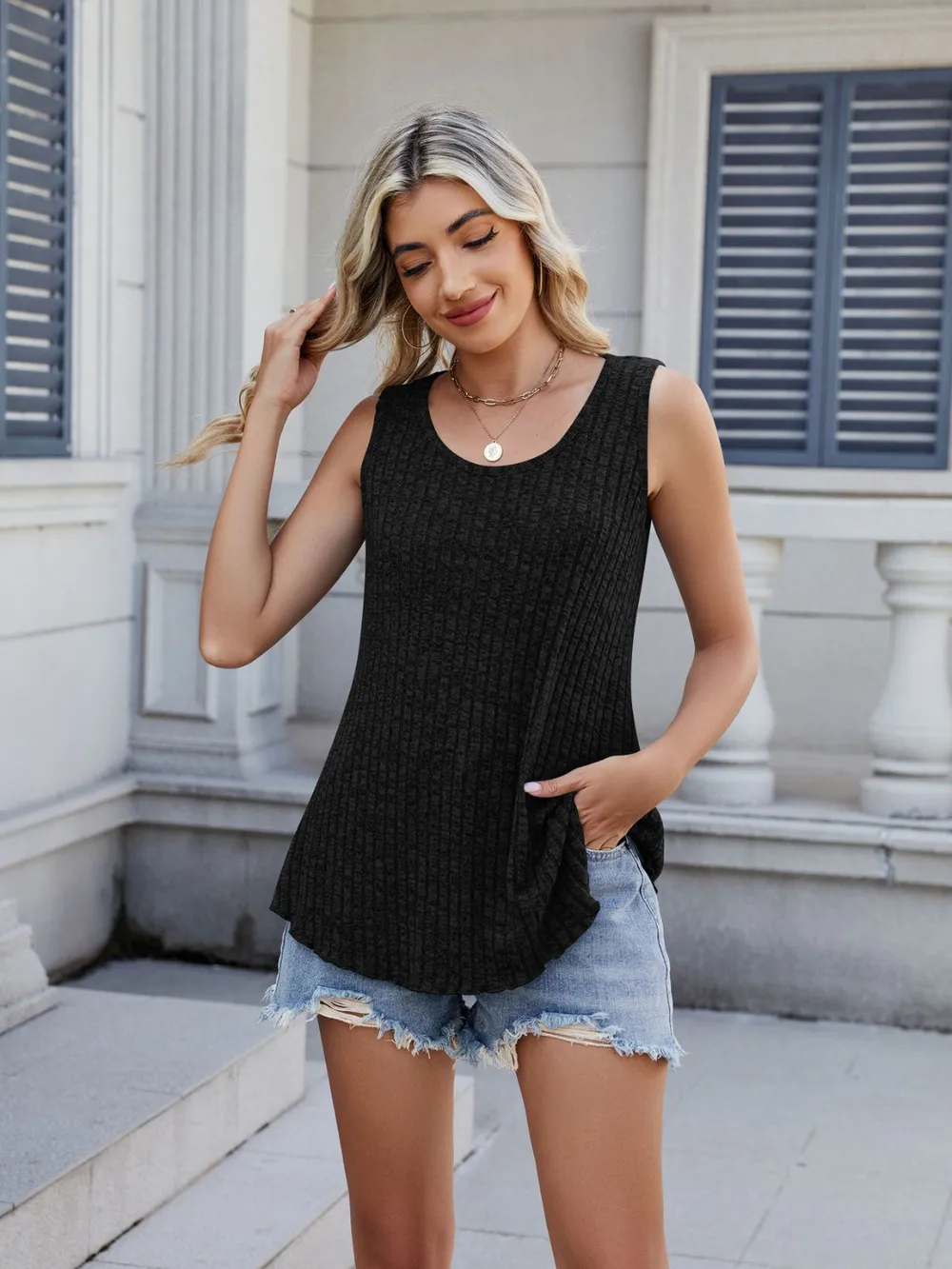 Ribbed Round Neck Tank, image 10