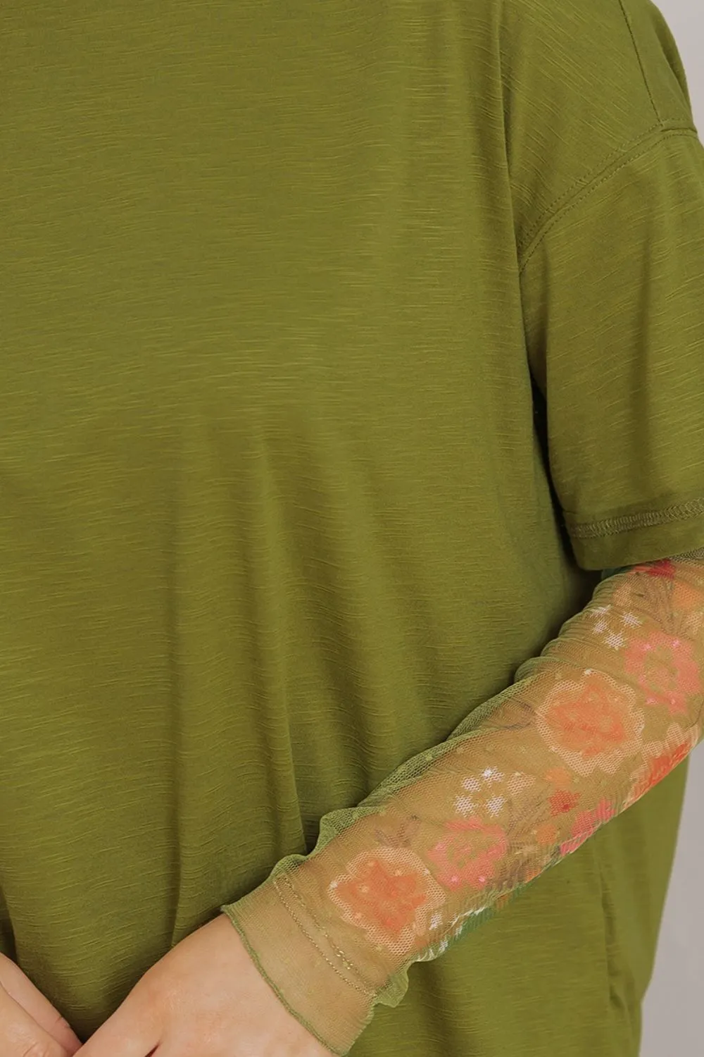 Round Neck Mesh Long Sleeve T-Shirt, image 7