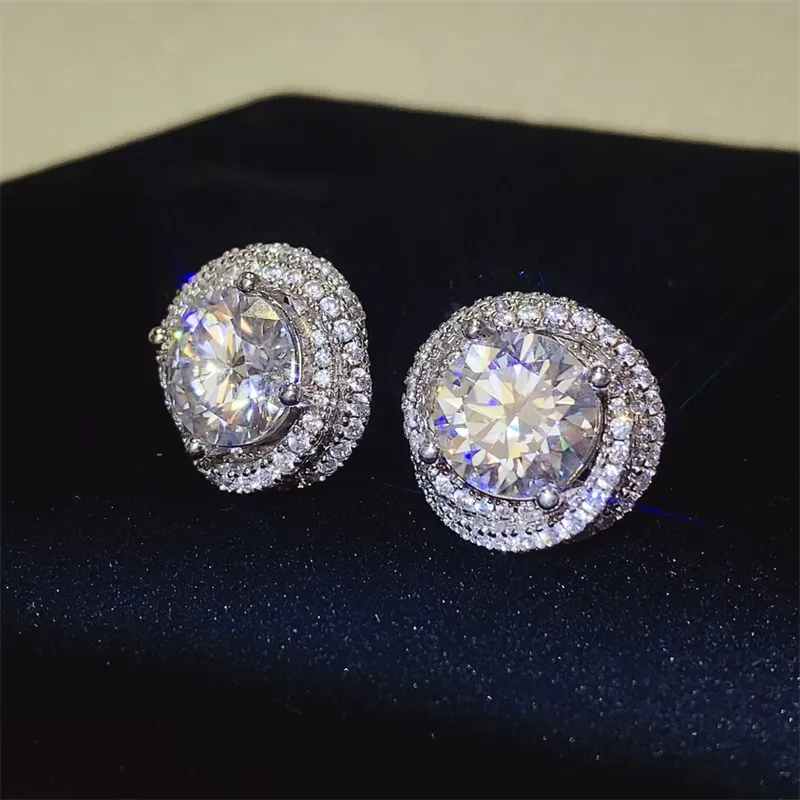 6 Carat Moissanite 925 Sterling Silver Earrings, image 4